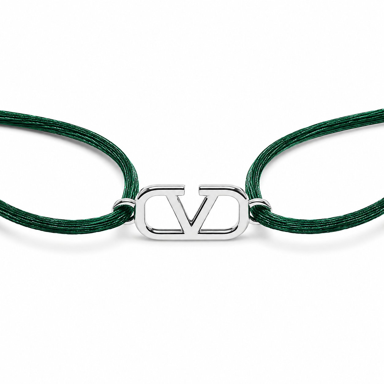 Valentino VLogo Green Cord Bracelet