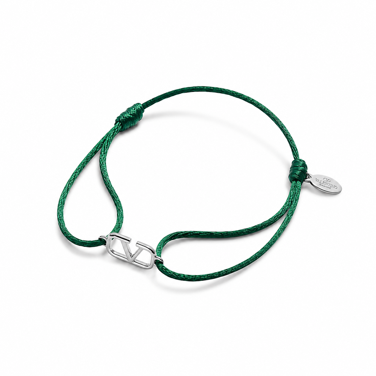 Valentino VLogo Green Cord Bracelet