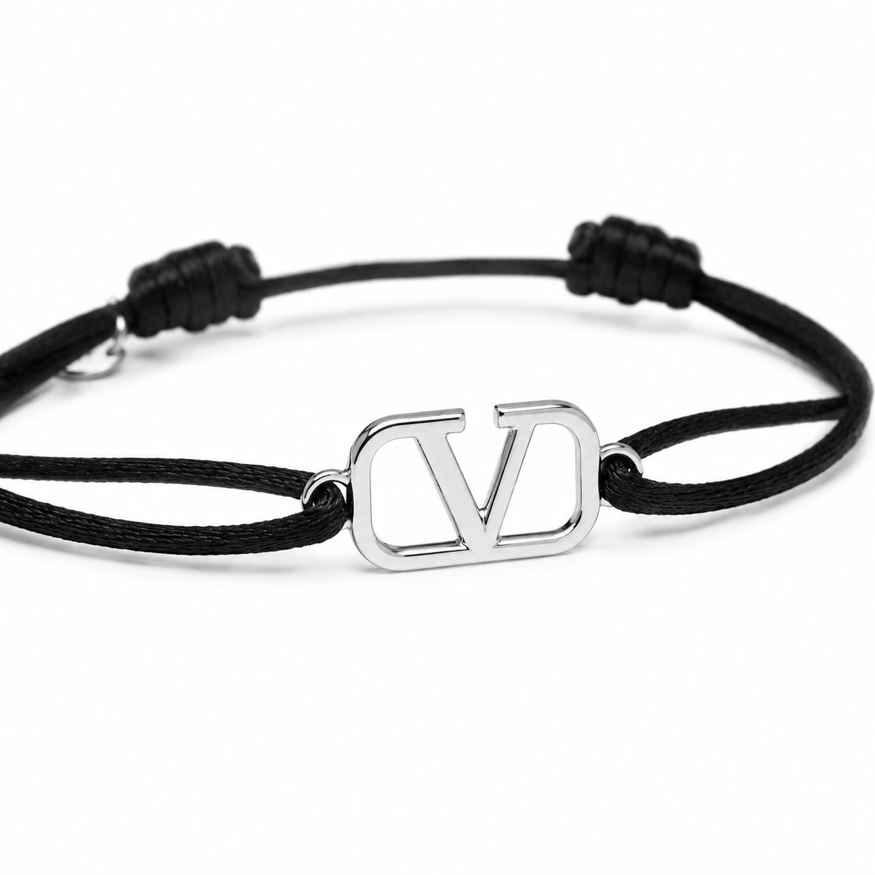 Valentino Vlogo Cord Bracelet Black