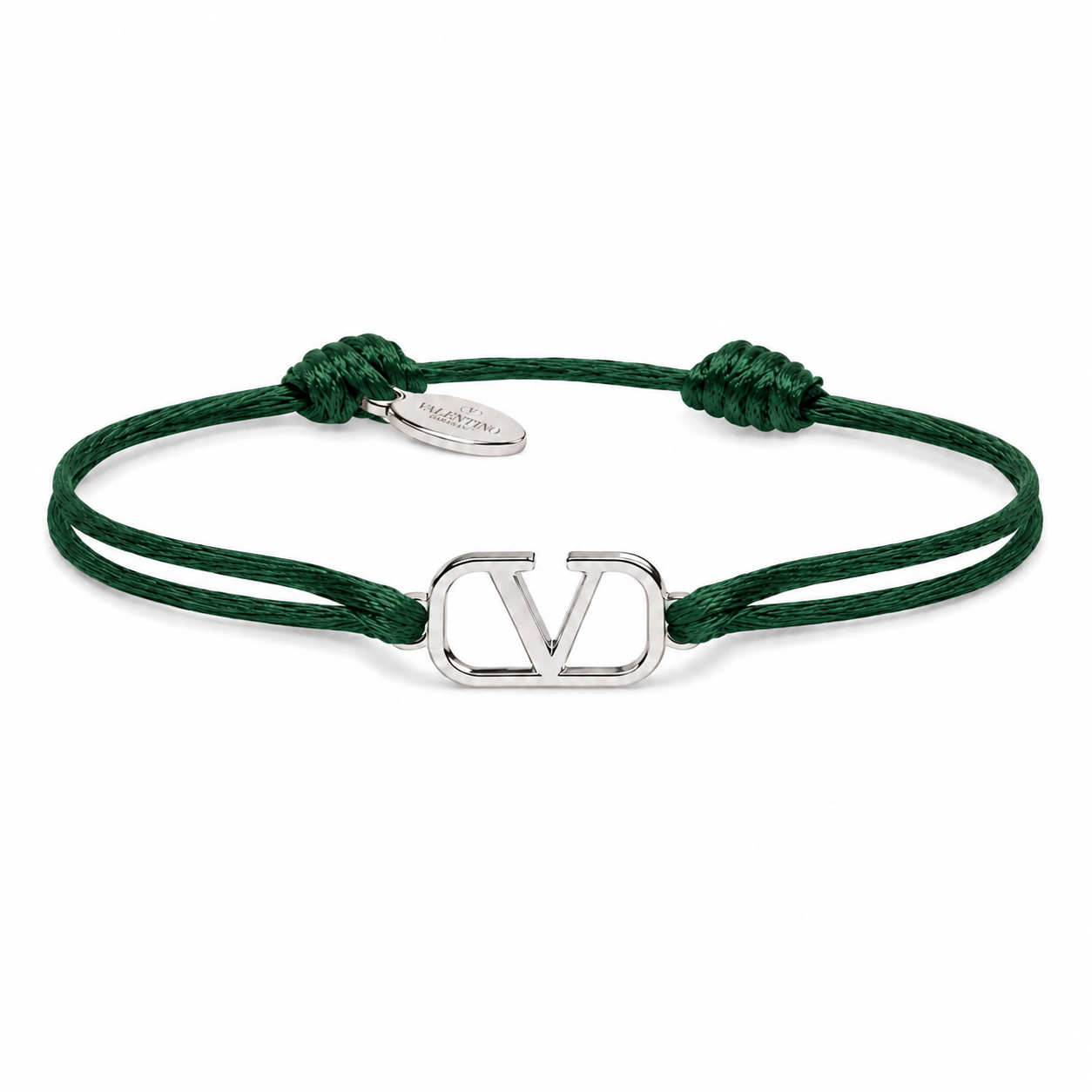 Valentino VLogo Green Cord Bracelet